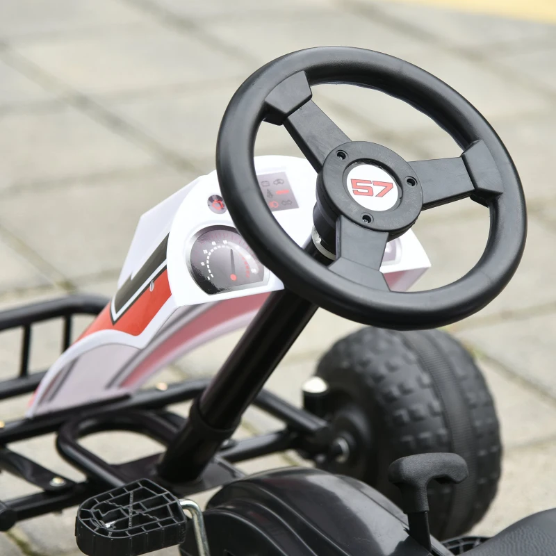 HOMCOM Gokart cu pedale pentru copii 3-6 ani scaun reglabil din metal plastic