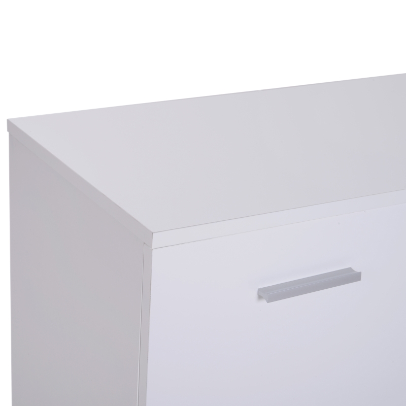 HOMCOM Dulapior cu 3 Usi si 2 Sertare in Lemn Granulat, Alb, 106x35x76cm(m-9)