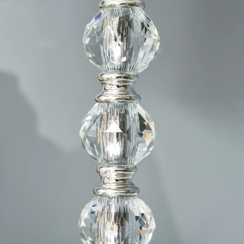 HOMCOM Lampa de Masa Moderna cu Cristale e 2 Mufe USB Lampa de Birou si Abat Jour Noptiera