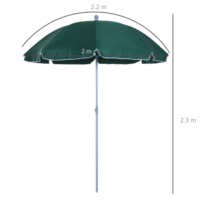 Outsunny Umbrela de Gradina cu acoperis inclinabil, Φ220cm Culoare verde Inchis