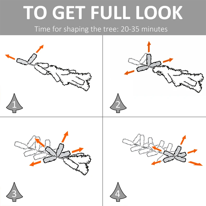 HOMCOM 180cm Brad de Craciun  Pin artificial cu ramuri 634 lumini LED 217
