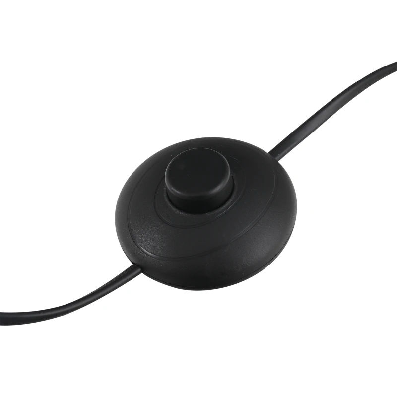 HOMCOM Lampa de Podea tip Arc cu Abajur din Tesatura Comutator cu Pedala Negru