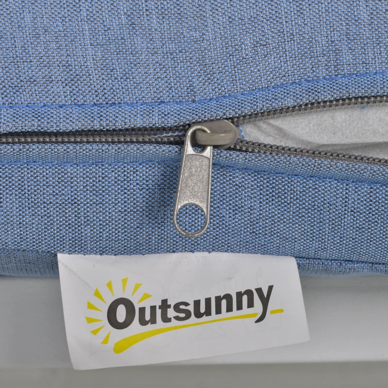 Outsunny Set Mobilier de Exterior Lounge de Gradina din Metal Alb si Albastru