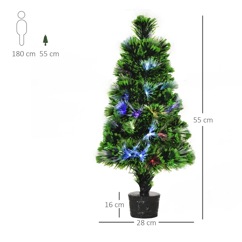 HOMCOM Brad de Craciun Artificial 40 Luminite Fibra Optica Colorata Inaltime 55cm