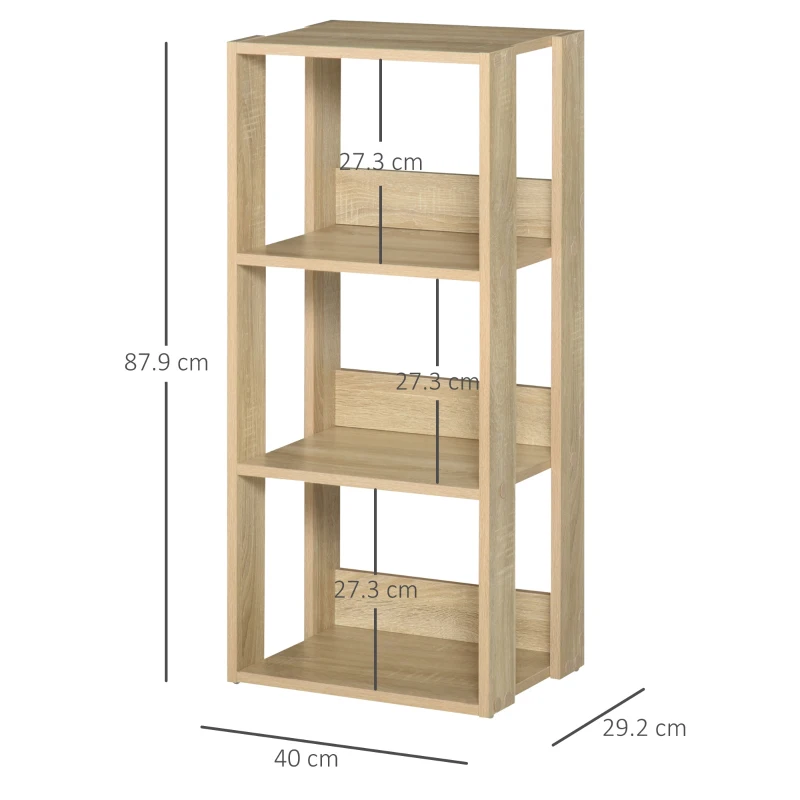 HOMCOM biblioteca din lemn cu 3 rafturi, 40x29.2x87.9cm
