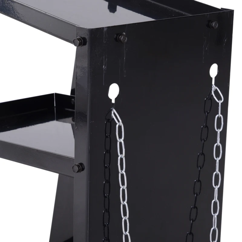 Durhand Carucior de Atelier 3 Rafturi cu Roti – Negru
