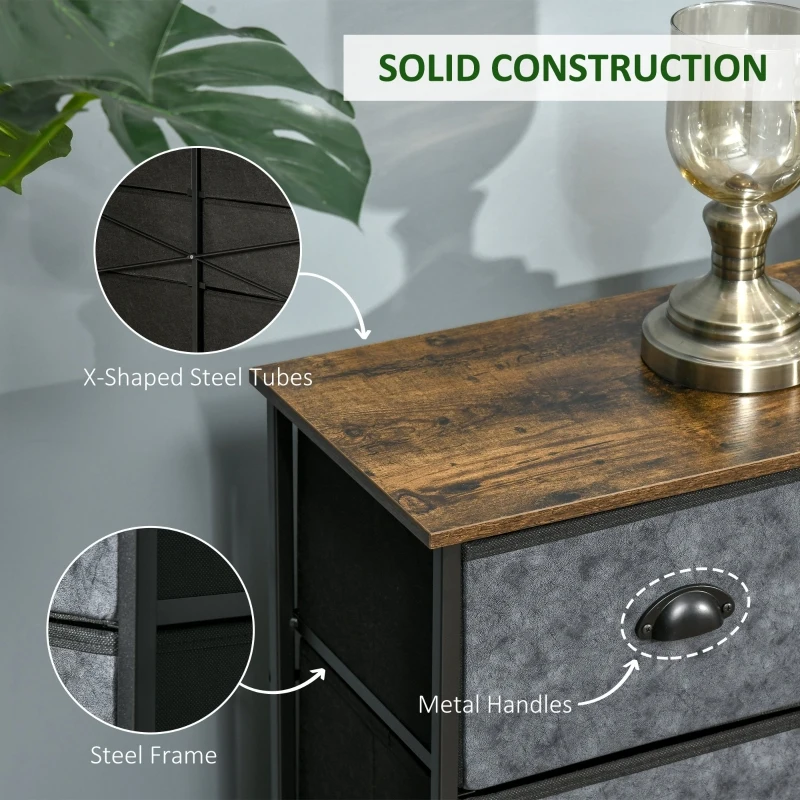 HOMCOM Comoda cu 6 sertare din Material Textil si Otel 80x30x70cm Multicolora