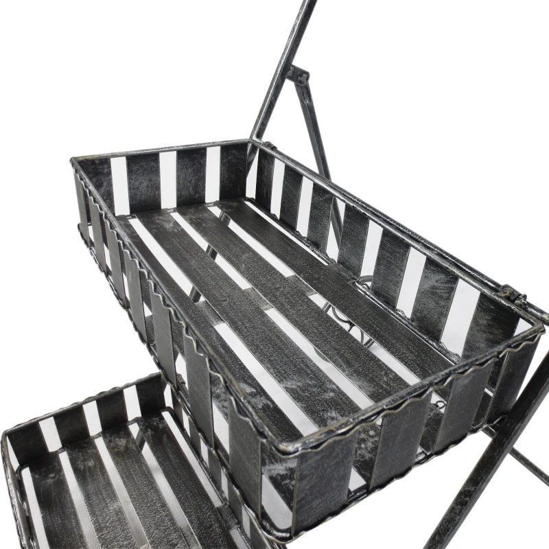 Outsunny Ghiveci de Gradina pe 3 Niveluri cu Roti, Argintiu,53 x 39 x 79 cm