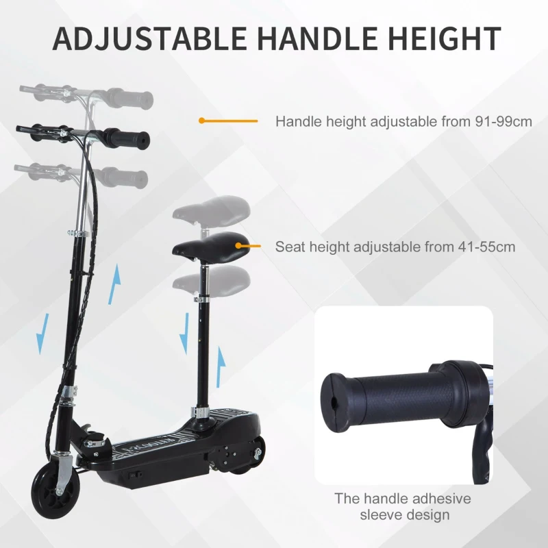 HOMCOM Trotineta Electrica cu Sa pentru Copii Pliabila 120W, Negru