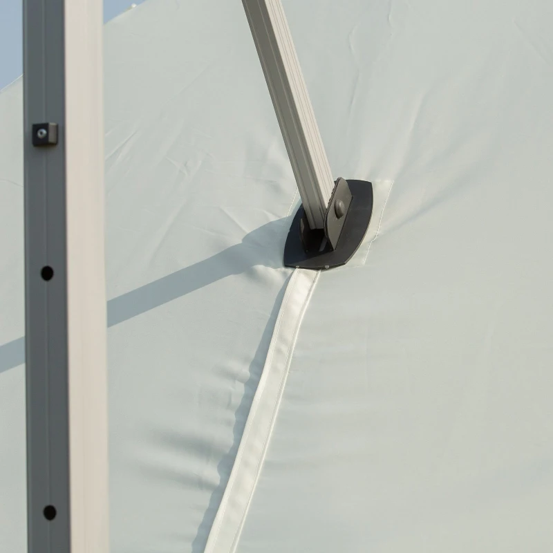 Outsunny Umbrela de gradina rotativa 360°, 2.96x2.96x2.65, alb