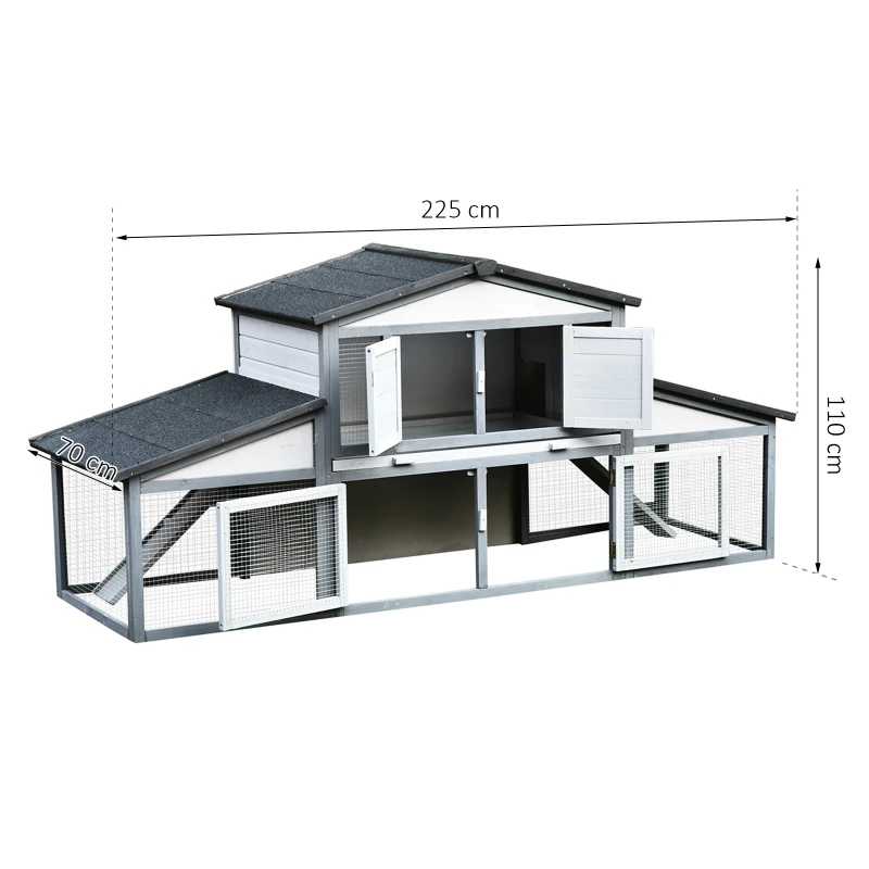 PawHut Cusca pentru iepuri pentru Exterior din Lemn pentru 2-3 Iepuri sau Rozatoare Alba