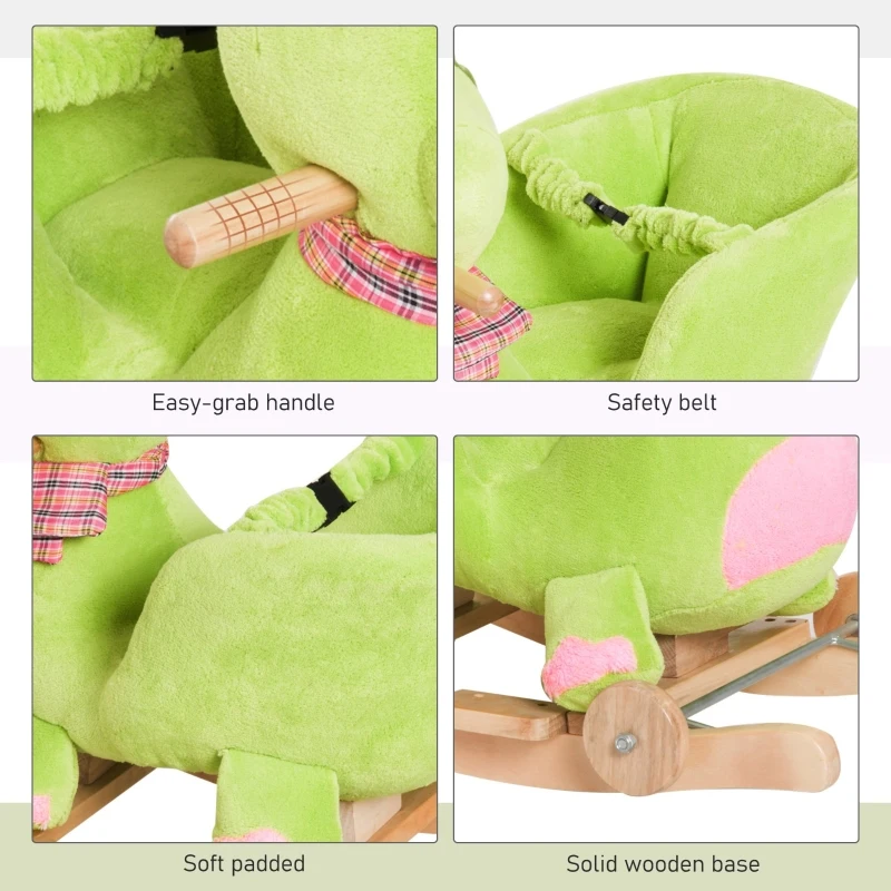 HOMCOM Cal Balansoar cu Roti sub Forma de Dragon pentru copii 18-36 luni Verde