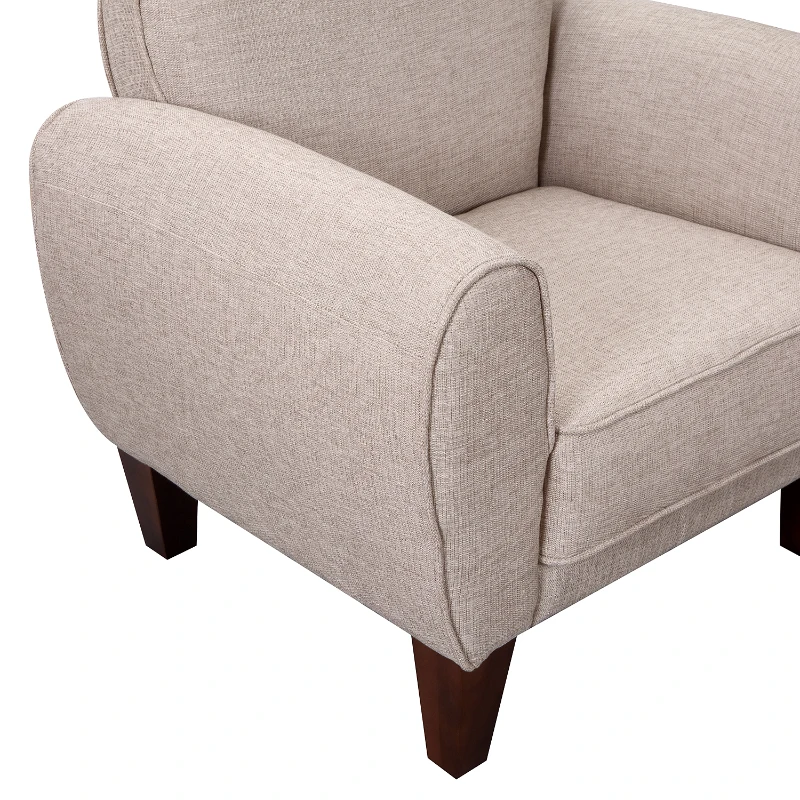 HomCom Fotoliu Clasic cu Brat captusit in Tesatura de Lin, Crem, 84x65x82.4cm