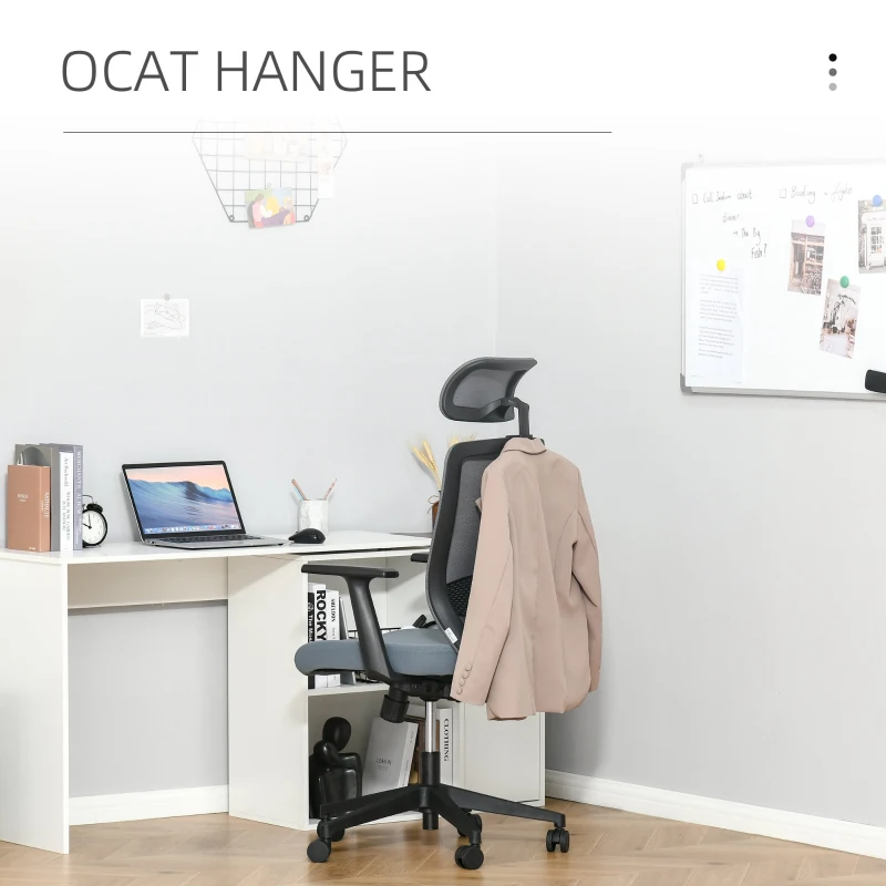 Vinsetto Scaun de Birou Ergonomic Suport Lombar Tetiera Umeras Integrat