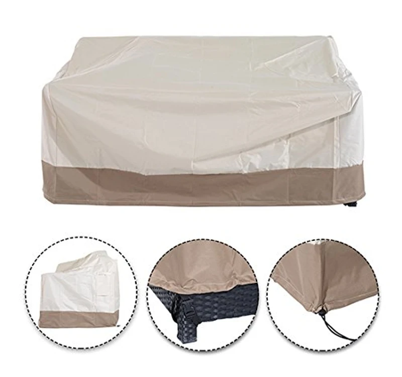 HomCom Prelată pentru Acoperirea Mobilierului din Material Oxford, Crem și Maro, 152x87x59/79cm