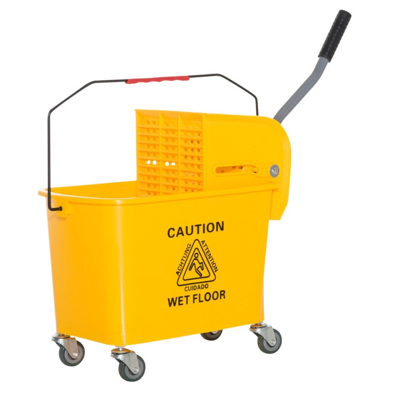 HomCom Carucior Galeata 20L cu Separator Apa si Dispozitiv de Stoarcere Removibil in PP, 60x27x70.5cm