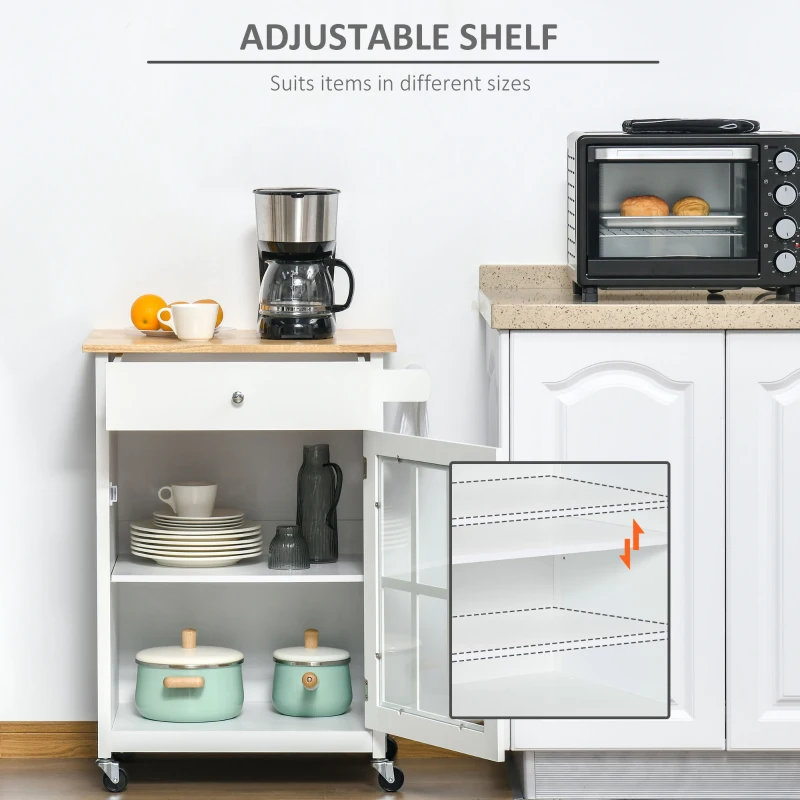 HOMCOM carucior de bucatarie, multifunctional, 67x48x86.5cm, alb(m-5)