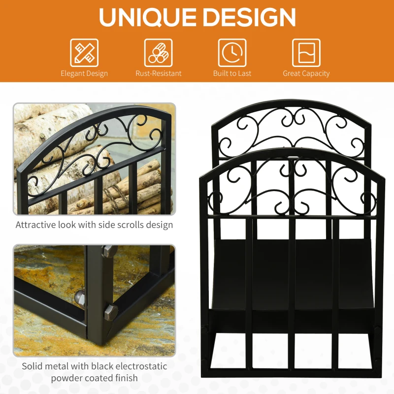 Outsunny Suport pentru Busteni din Metal pentru Interior si Exterior Max. 60 kg 60,5x36x46,5c