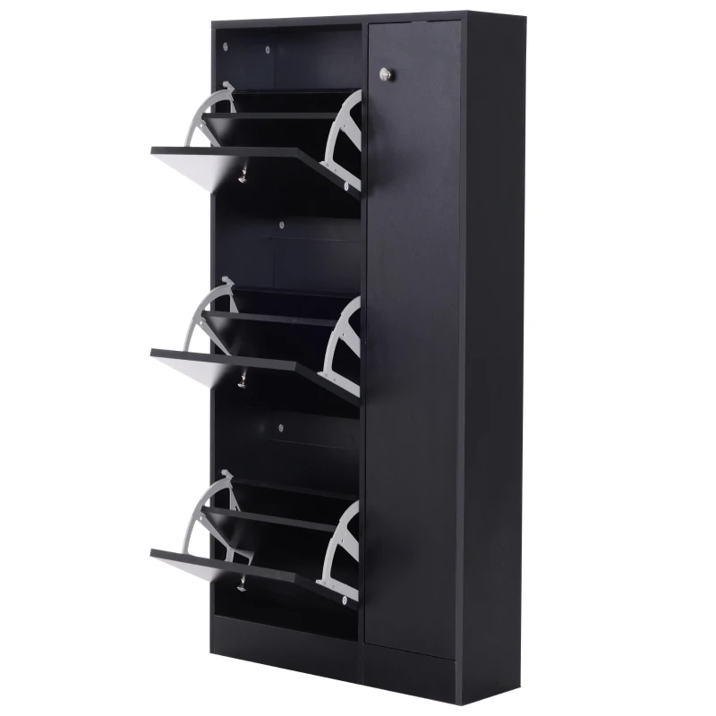 HOMCOM mobilier pentru hol cu ușă pentru pantofi modern din lemn negru 80x24x120cm(m-9)