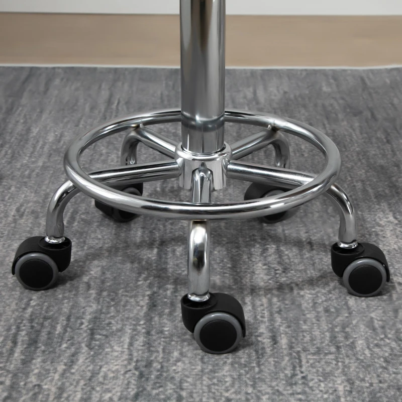 HOMCOM Set de 2 Taburete Pivotante cu Roti, Inaltime Reglabila si Tapiterie din Imitatie piele PU, 38x38x57-72cm