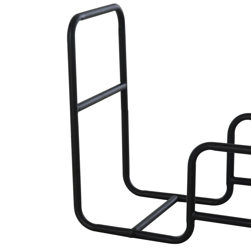 Outsunny Suport pentru lemne de foc Suport lemne cu 2 roti carucior din metal negru