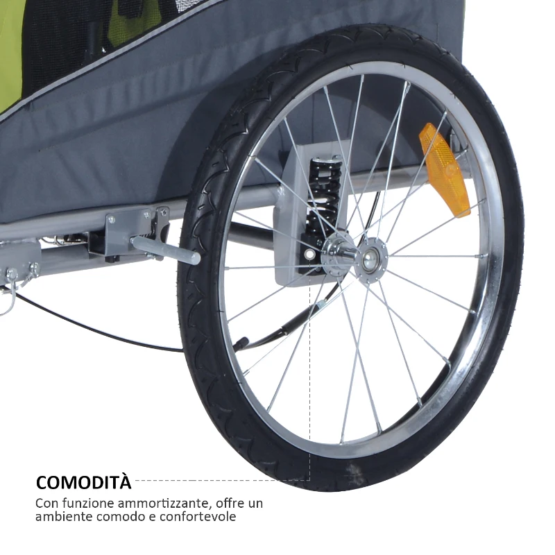 Pawhut Remorca Bicicleta Caini – 130×90×110 cm, Verde & Ventilata