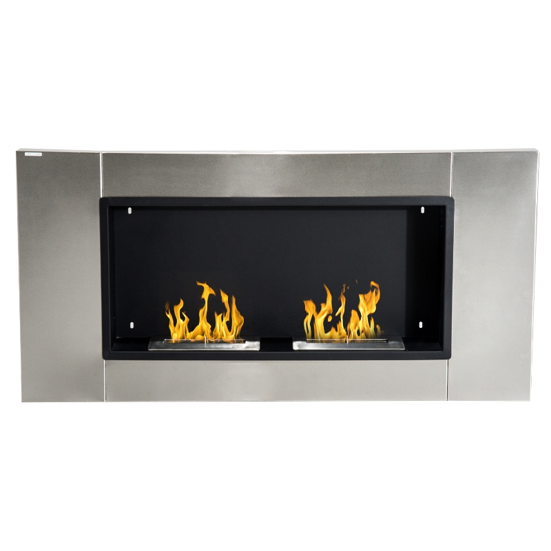 HomCom Șemineu Bioetanol de Perete cu 2 Arzătoare 110x54x14,5cm