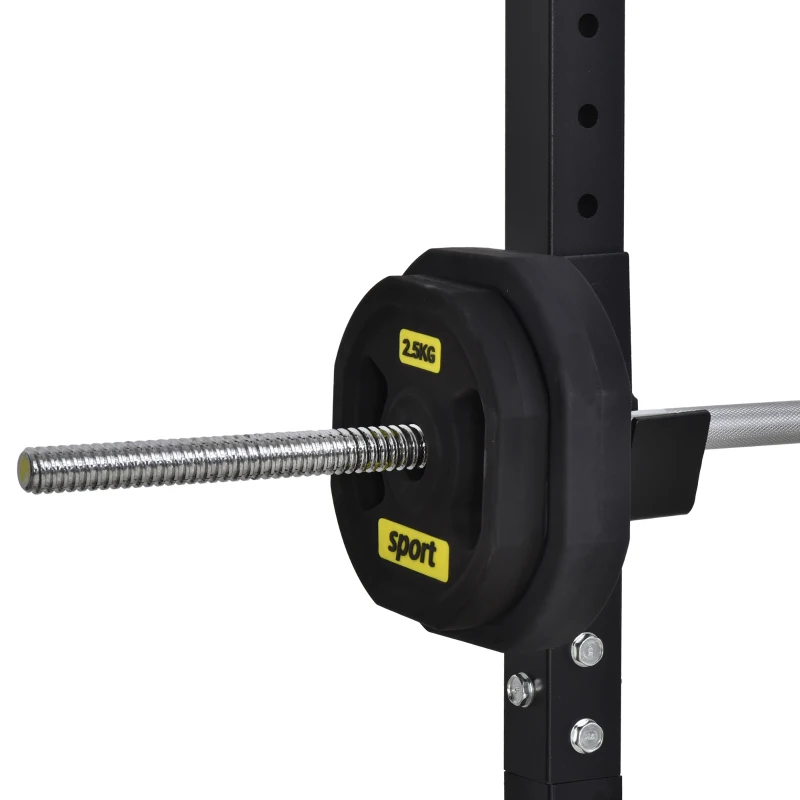 HOMCOM Suport pentru Haltere cu Inaltime Reglabila pe 32 Niveluri de 26-196cm Statie Fitness din Otel - Negru