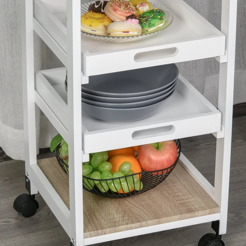Homcom Carucior Bucatarie Alb – Compact & Eficient, 82 cm