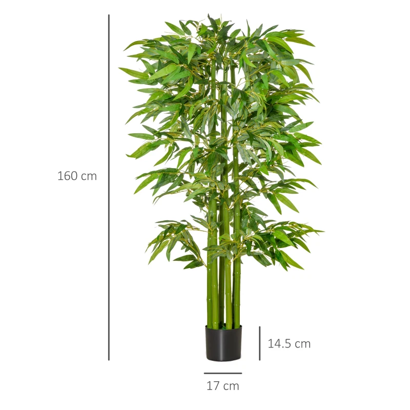 HOMCOM planta artificiala de bambus, cu ghiveci, 160cm, verde