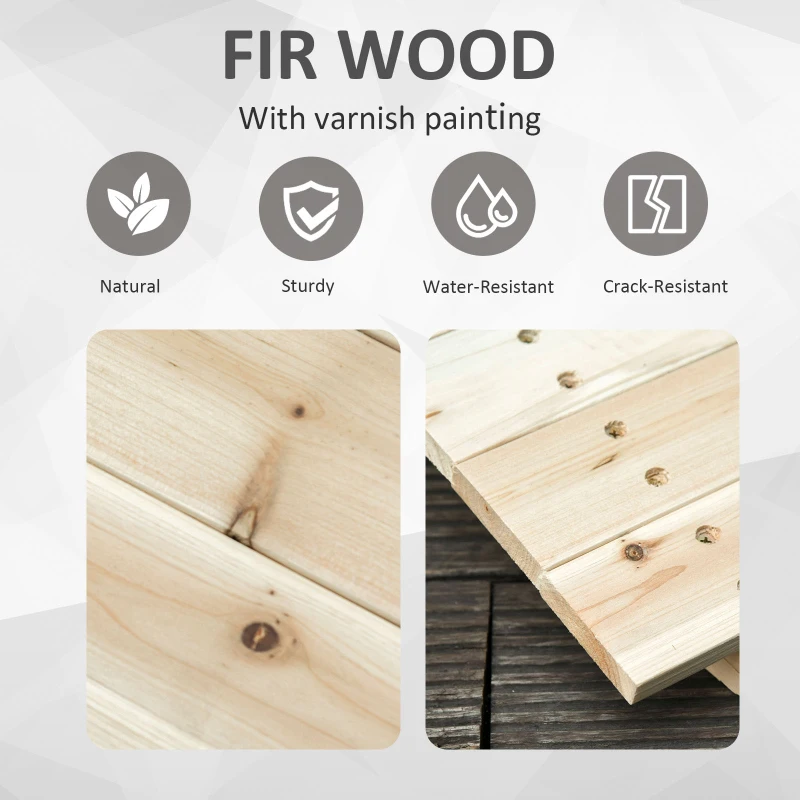 Outsunny Pasarela curbata cu balustrada, Lemn, 228x75x110cm, Bej