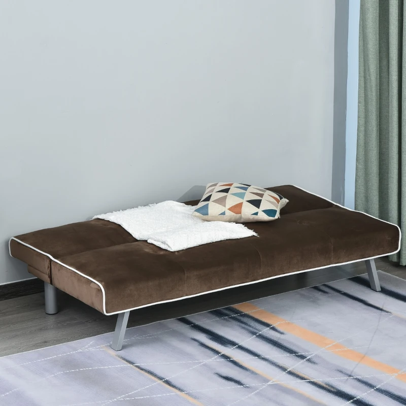 HOMCOM Canapea extensibila Rabatabila cu Structura din Lemn Maro 170 x 76 x 72,5cm