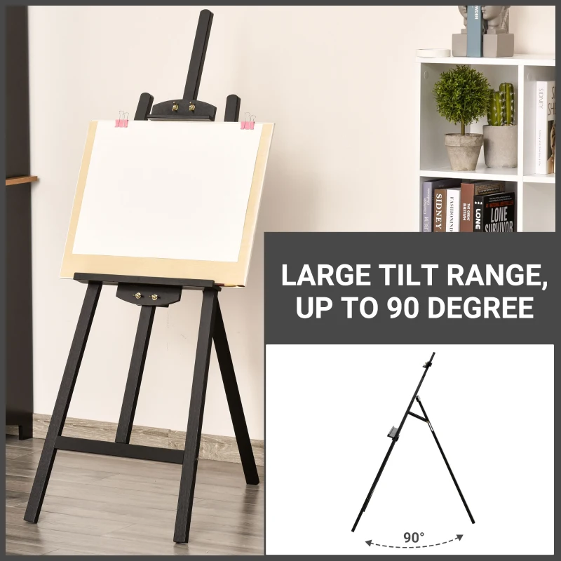 Homcom sevalet Pictura Studio – Lemn Negru, Reglabil Profesional