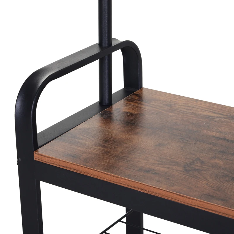 HOMCOM Dulap de perete pentr Haine Stil Industrial cu banc pentru pantofi, in Lemn si Metal 72x34x185cm