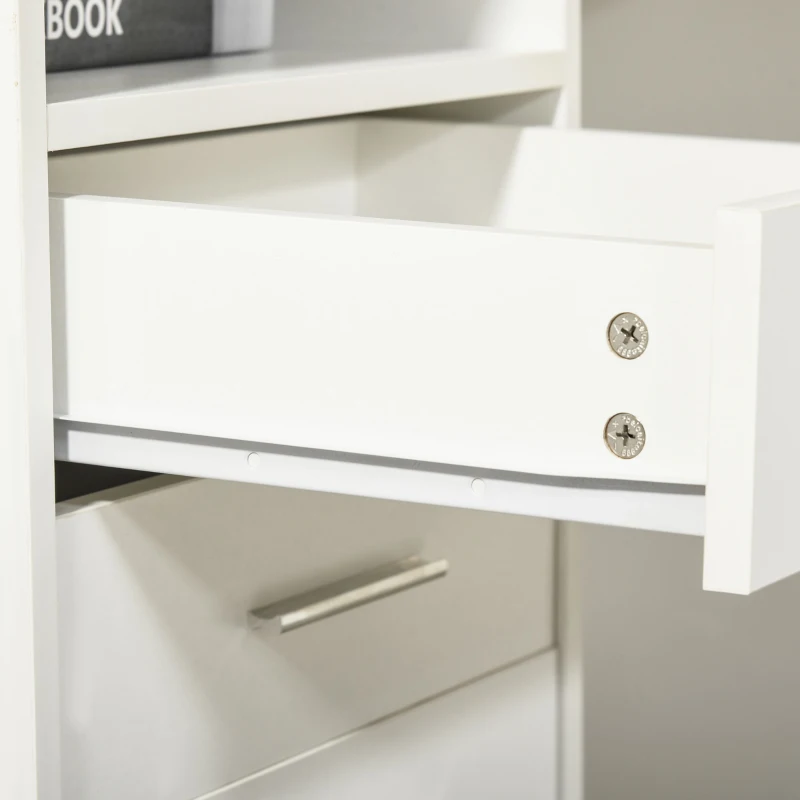 HOMCOM Birou modern pentru birou cu 4 sertare compartiment deschis din lemn alb