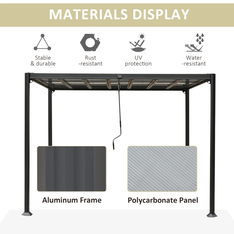 Outsunny pergola cu trapa pentru foisor gradina 3.48x3m, gri