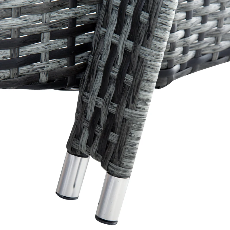 Outsunny Set 2 Sezlonguri si 1 Masuta de Gradina in Poli ratan Gri cu Saltea Captusita si Roti