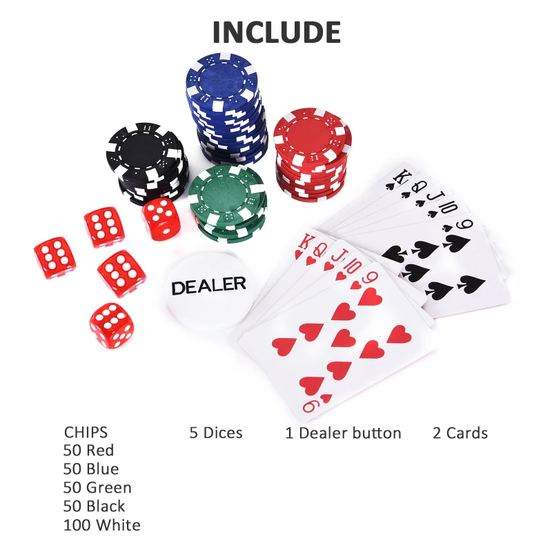 HOMCOM Geanta pentru Jocuri, Poker,  200 jetoane, din aluminiu, Argintiu