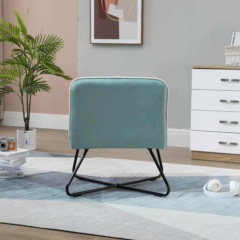 HOMCOM Fotoliu din Catifea Stil Nordic fara Cotiere cu Baza Metalica