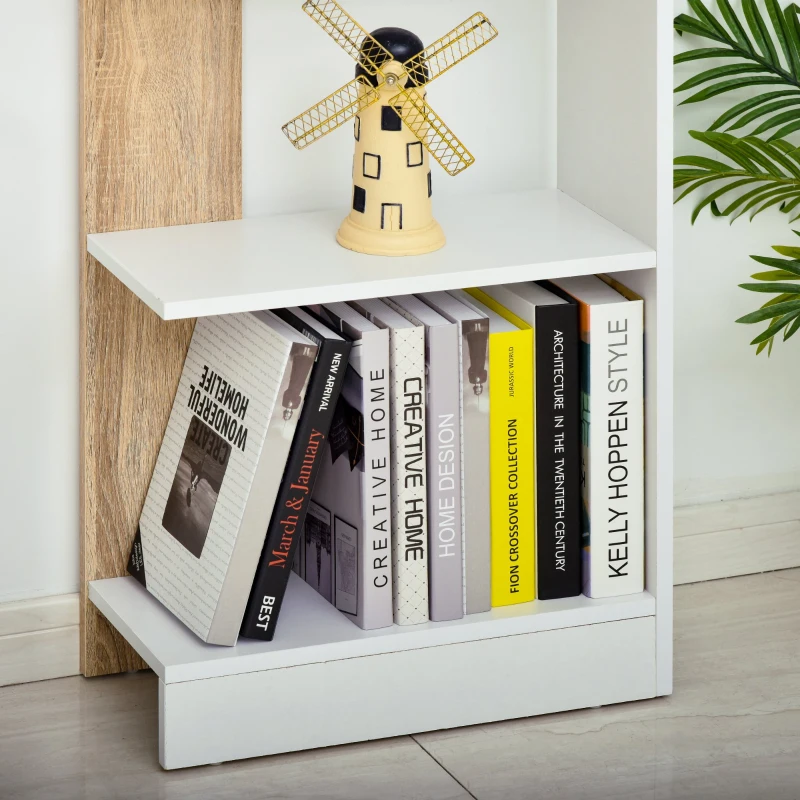 Homcom Raft Perete 5 Rafturi – Stejar & Alb, Design Modern pentru Camera(m-11)