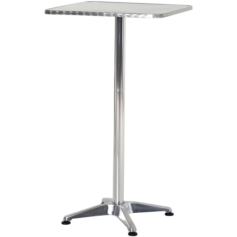 Homcom Masa Bar Restauran din Otel Inox Patrata 60x60cm Inaltime 70-110cm