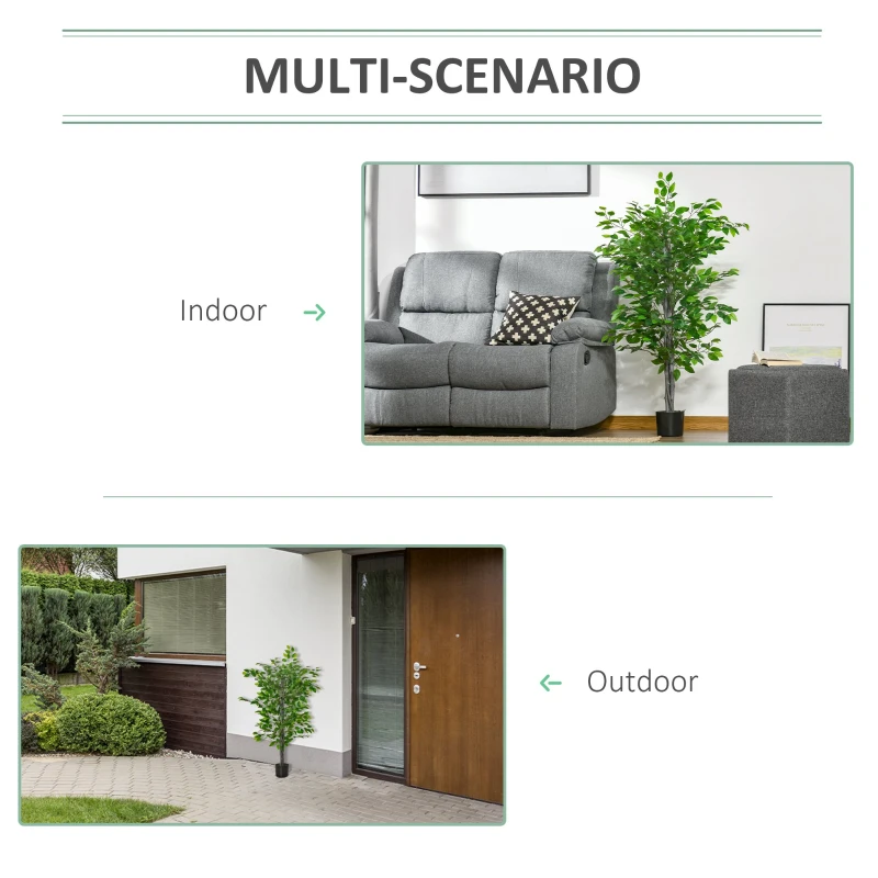HOMCOM ficus artificial, ghiveci inclus, 135 cm, verde(m-4)