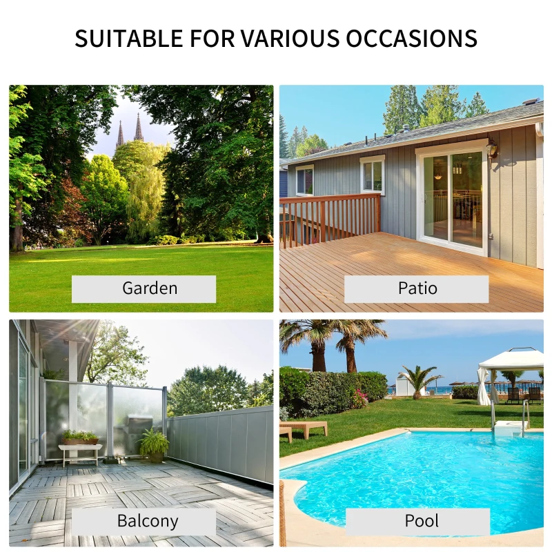 Outsunny Set Mobilier de Exterior Lounge de Gradina din Metal Alb si Albastru