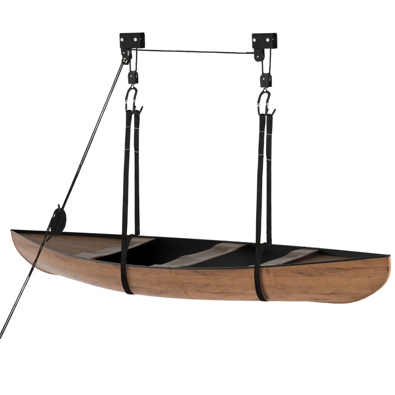 HOMCOM Palan pentru Caiac Sistem cu Scripete, Carlige, Sarcina max. 50kg, din Otel PP