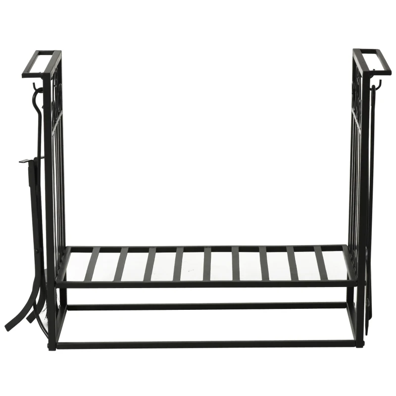 HOMCOM Suport lemne 4 scule din otel Max. 100kg negru