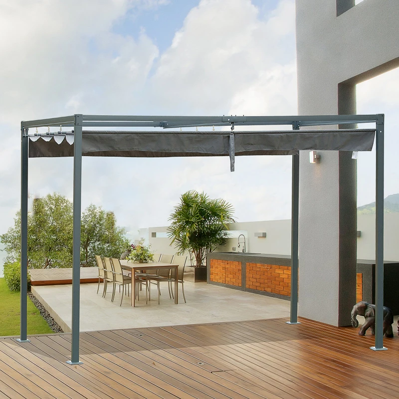 Outsunny Foisor Pergola 298×213×222 cm – Pergola cu Panza Glisanta pentru Exterior