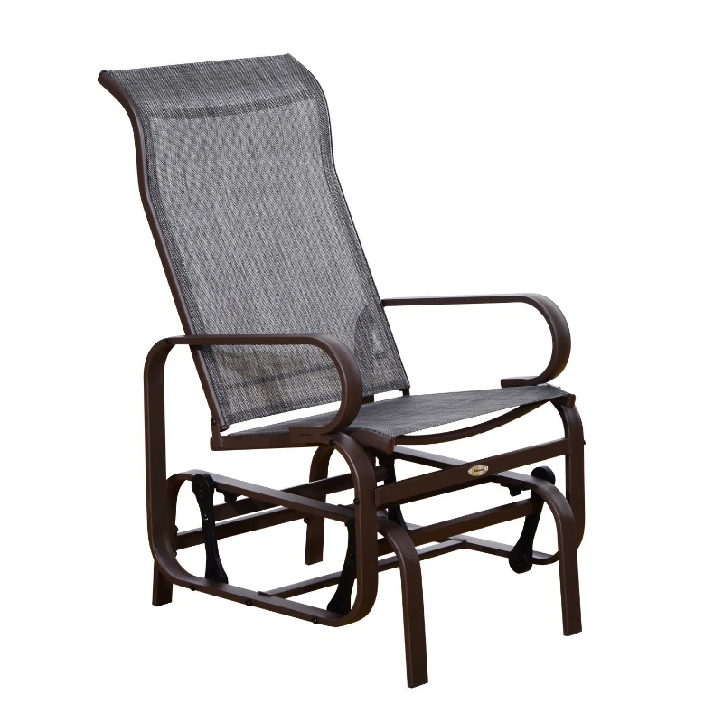 Outsunny Sedia a Dondolo da Giardino, Marrone e grigio, 75×60×105cm