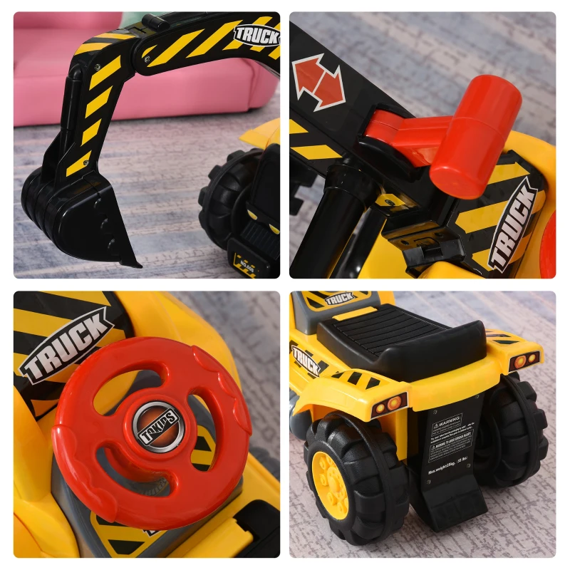 HOMCOM Jucarie Excavator – Calarit cu Cos, Varsta 3–8 Ani(m-8)