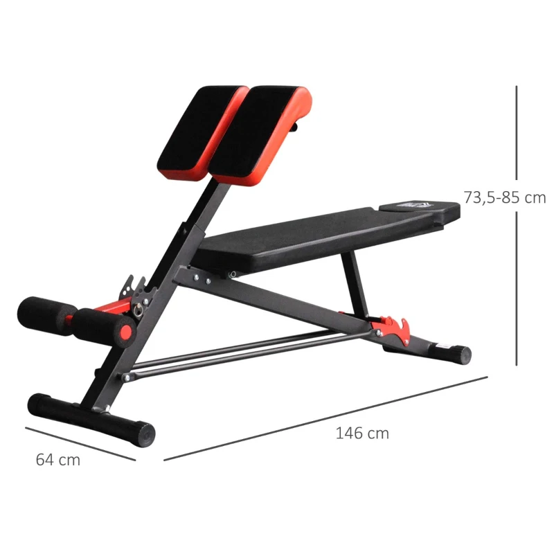 Homcom Banca Fitness Reglabila – Negru/Rosu pentru Antrenament Complet