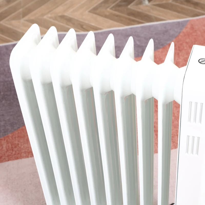 HOMCOM Radiator cu Ulei cu 9 Elementi, Temperatura Reglabila, 3 Nivele de Incalzire si Timer, 42.5x24x63cm - Alb